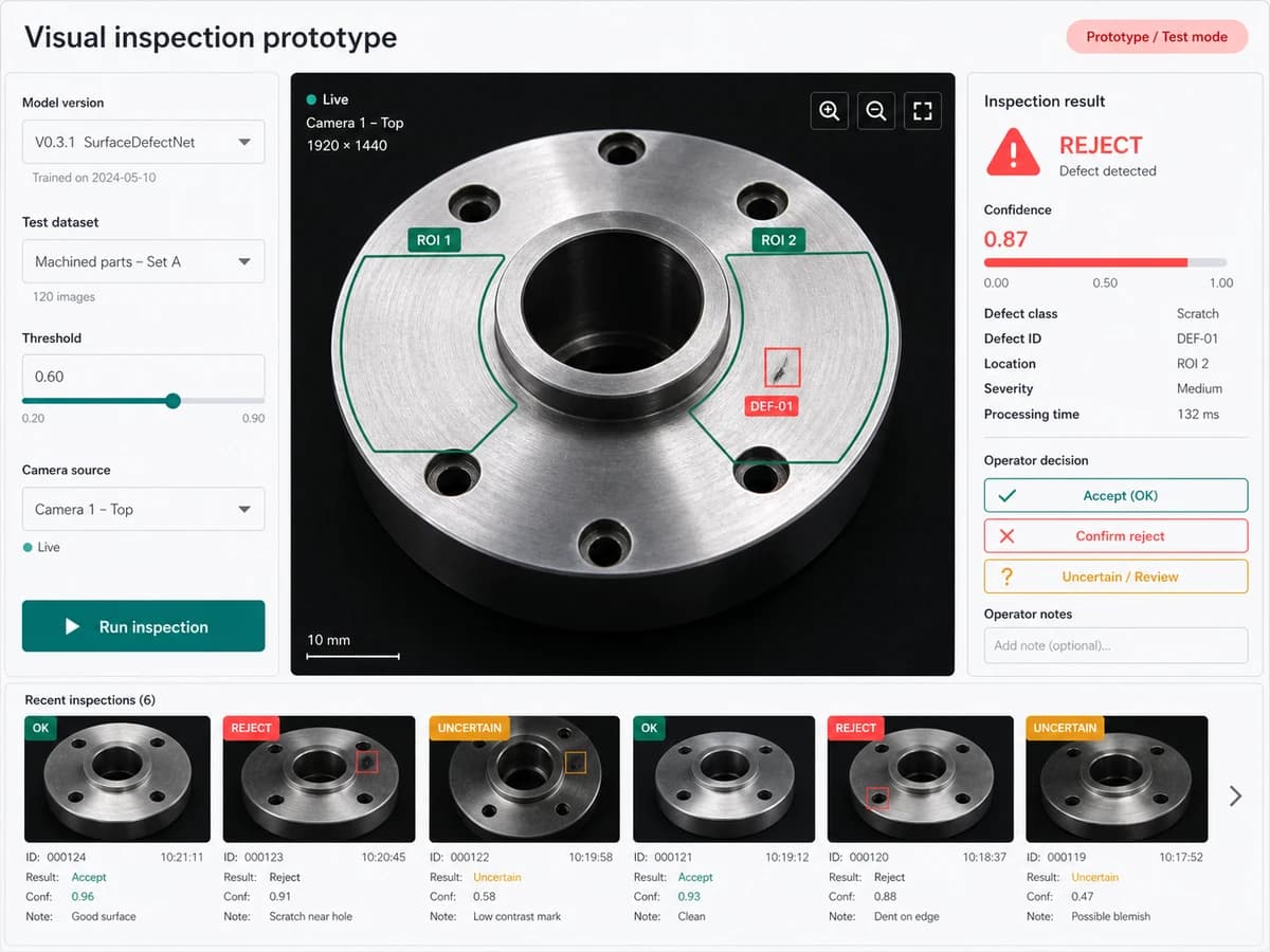 A functional experimental software prototype with a working interface ready for early validation.