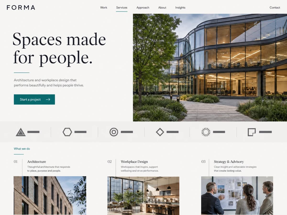 A homepage detail with a clear service offer, credible content, and a prominent path to enquiry.